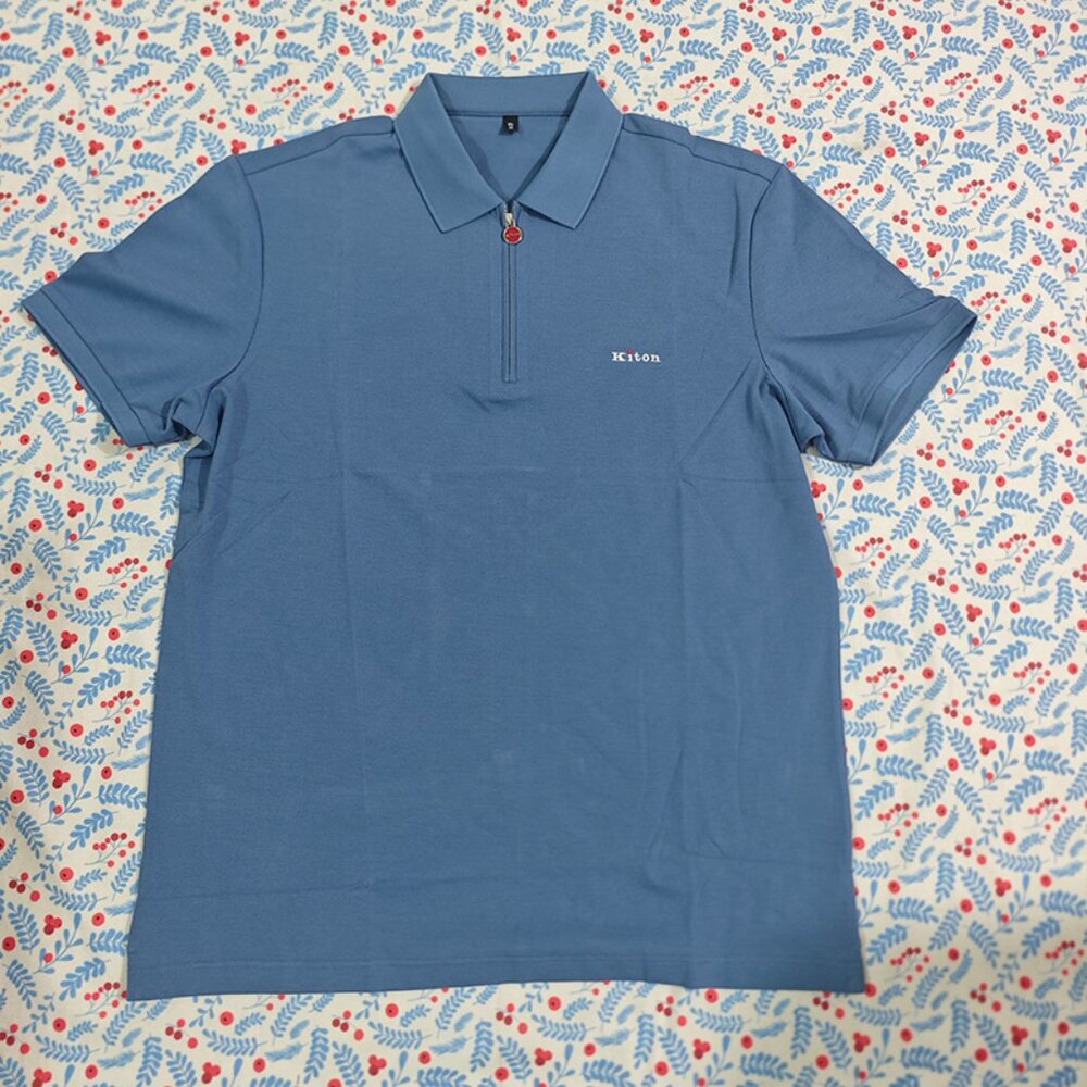 Kiton Men's Zip-Up Crew Neck Polo Shirt